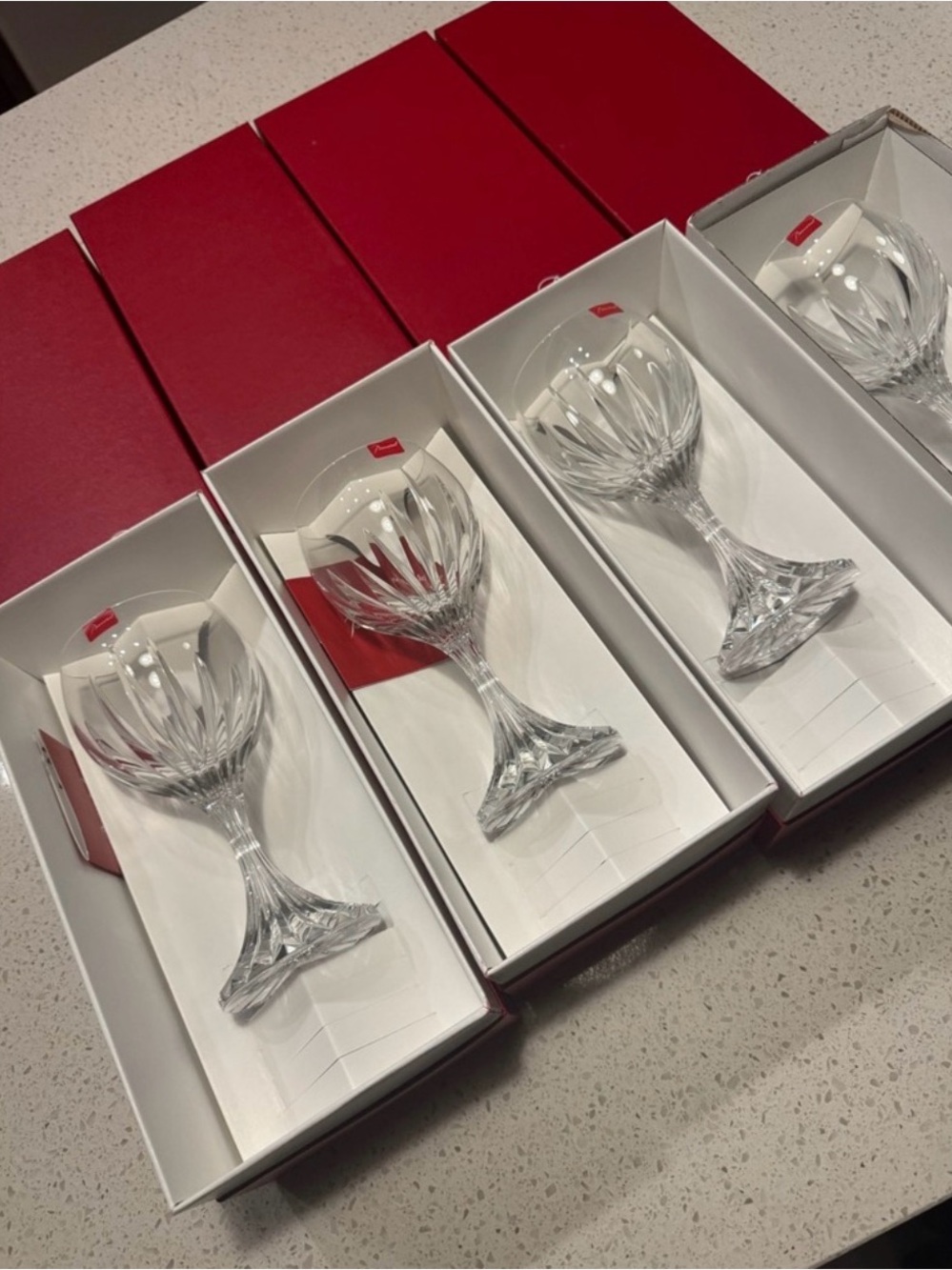 Baccarat Massena Wine Glasses Set 4 NIB  BoxCrystal-1344101 $270($1,080 retail)